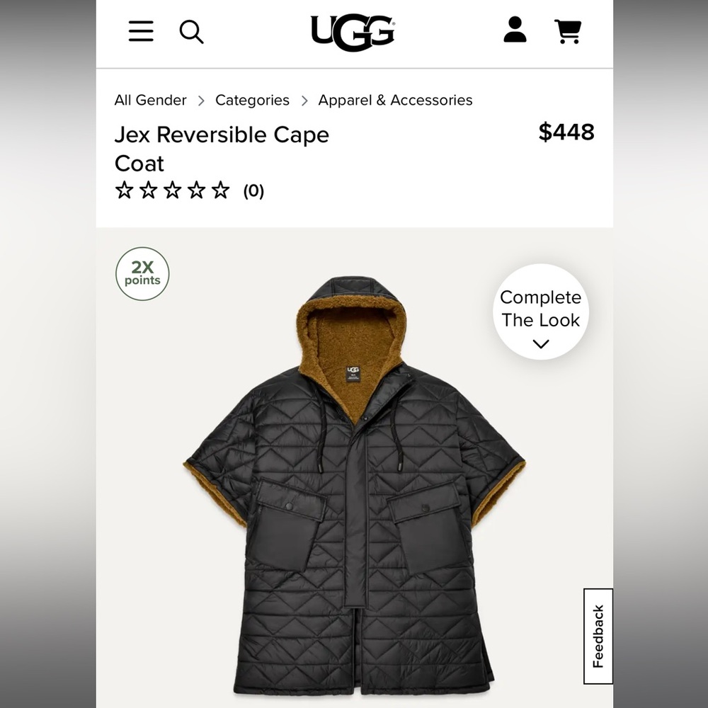 NWOT UGG Jex reversible cape coat